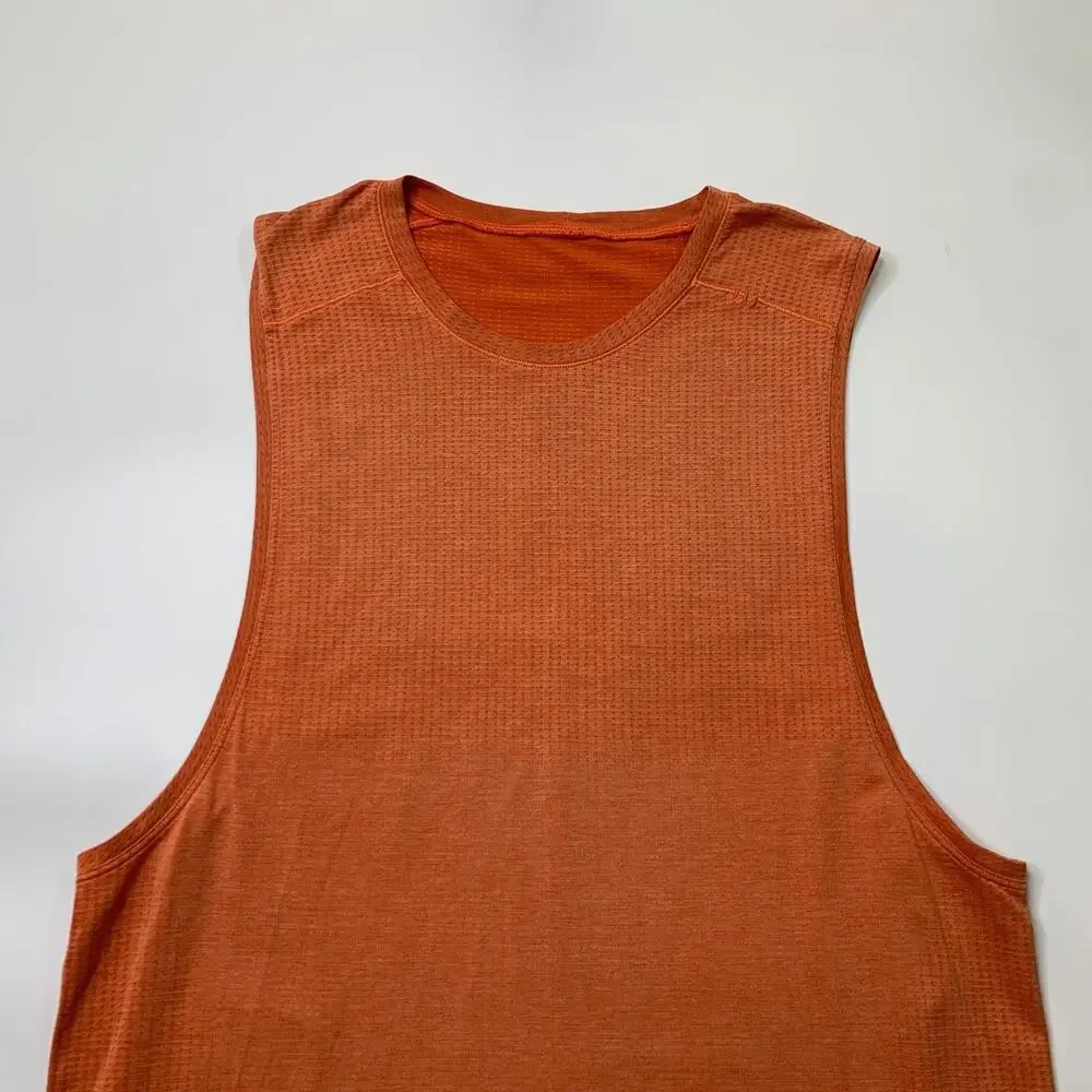 Lululemon Shirt Mens L Large Tangerine Metal Vent Tech Sleeveless Muscle Tank